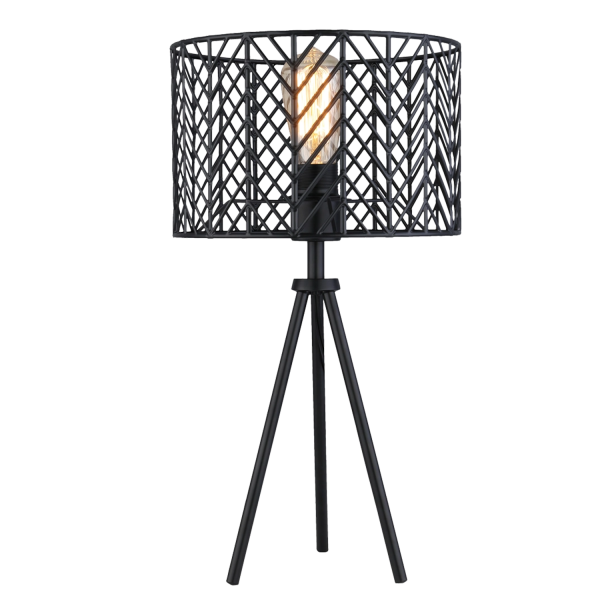 18.5H Ingrid Cage-Shade Metal Tripod Table Lamp