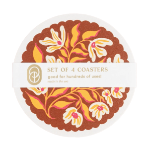 Pumpkin Spice Floral Scalloped Coasters | Set of Four